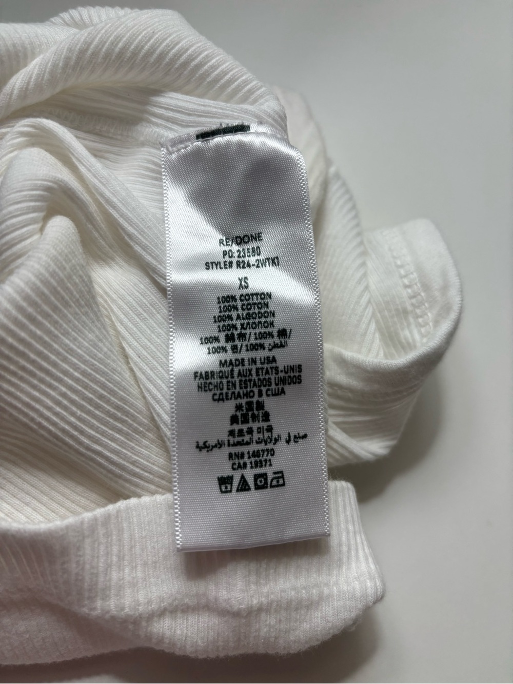 Re/Done White Ribbed Tank - Picture 2 of 2